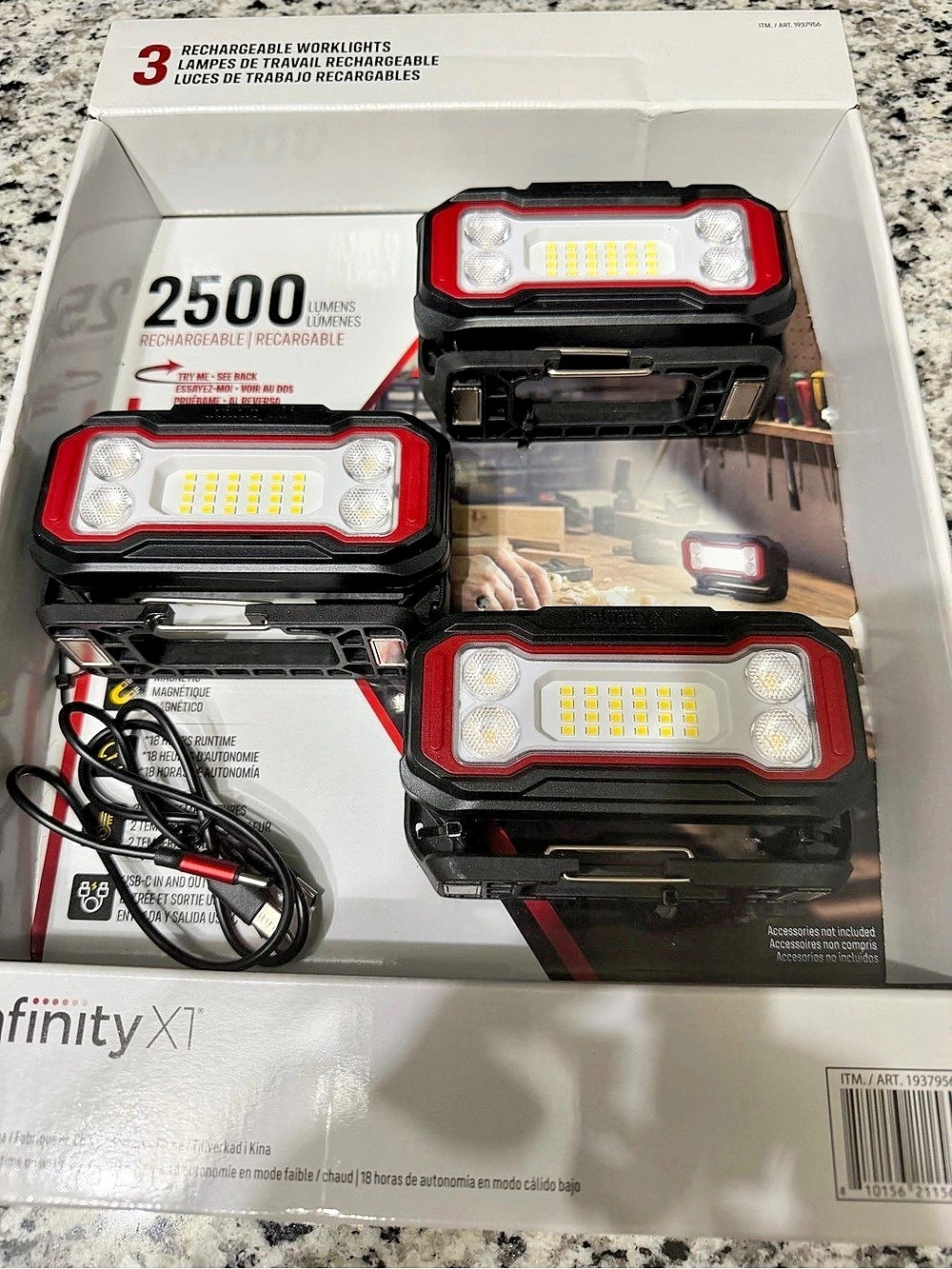 Infinity X1 2500 Lumen Rechargeable Worklights 3-Pack